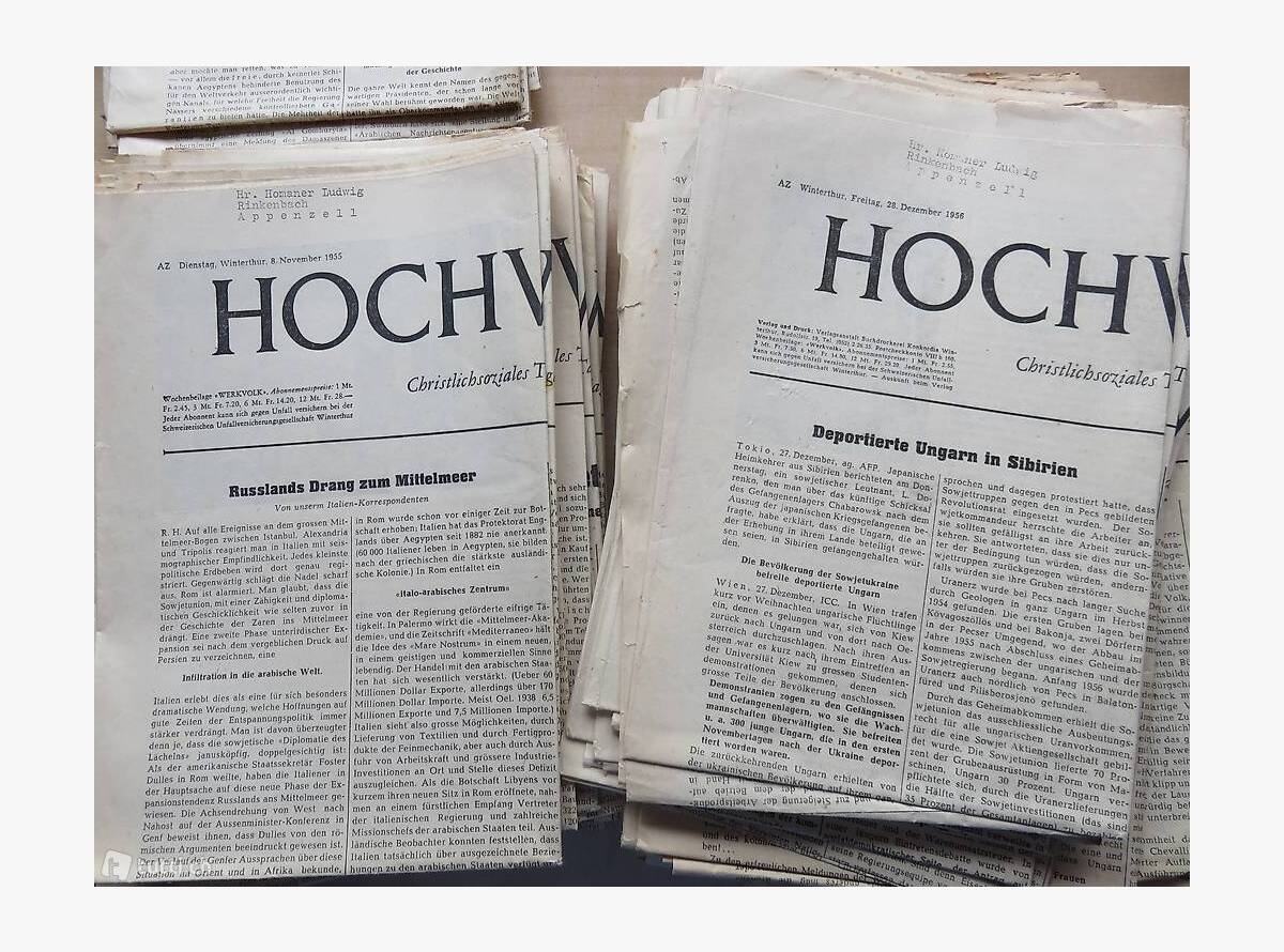 Auktion Schweiz | Bücher & Musik | HOCHWACHT - CHRISTLICHES TAGBLATT DER SCHWEIZ